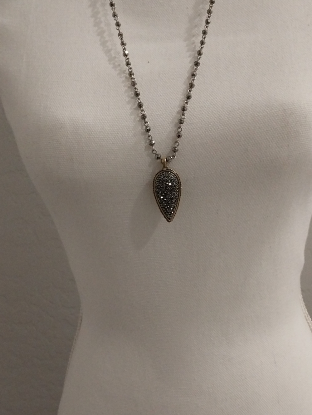 Lucky Brand Black Pave Rhinestone Pendant Necklace